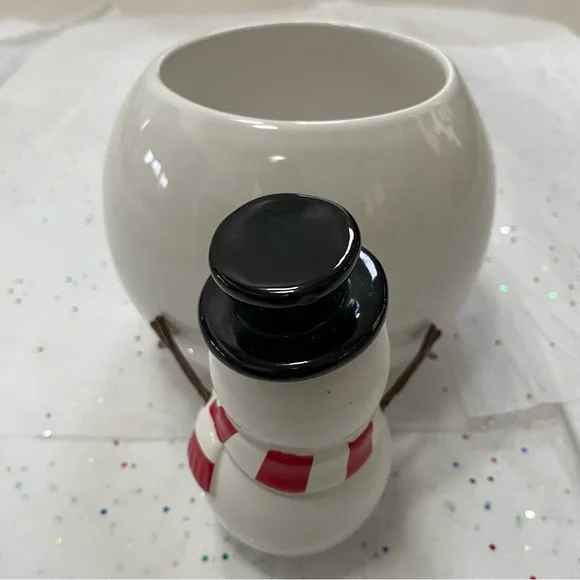 Vintage Y2K Telaflora Snowman Hugging a Snowball Planter, Candle Holder, Vase - Picture 6 of 11